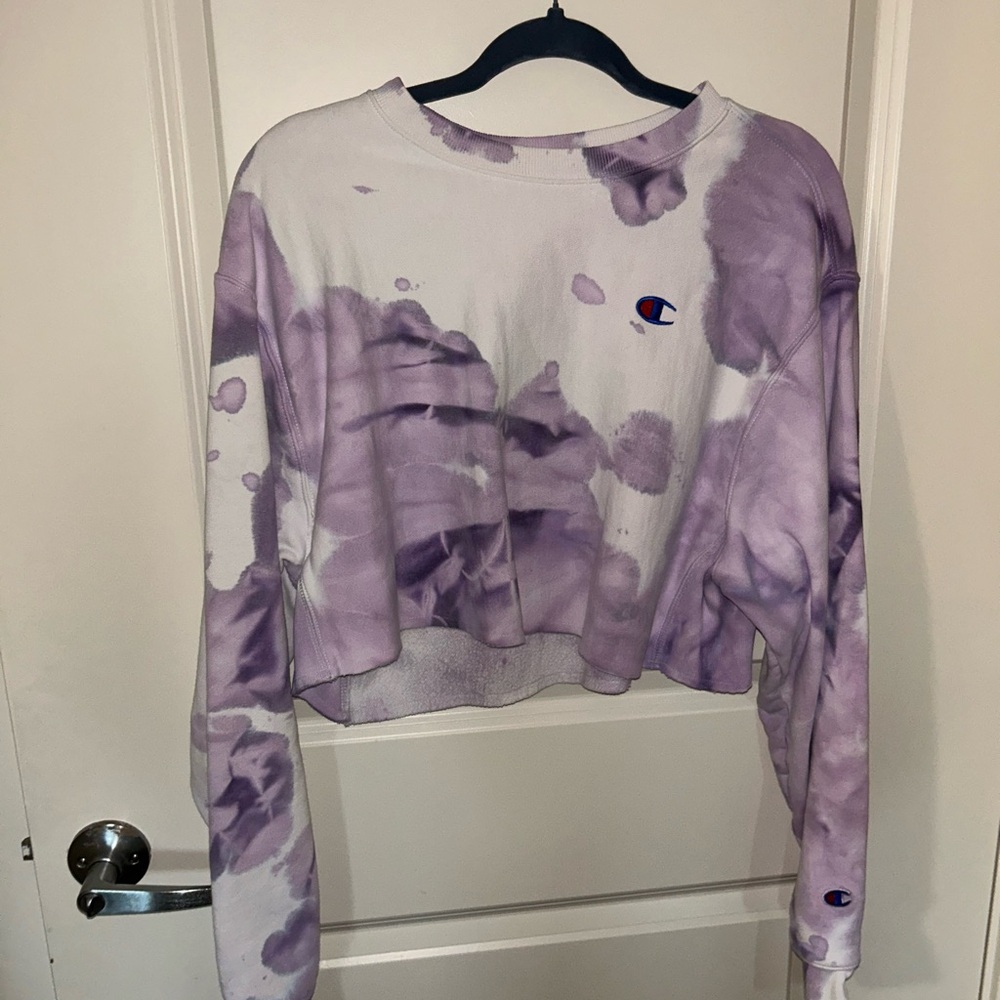 Champion Women's Purple Tie-Dye Crop Top